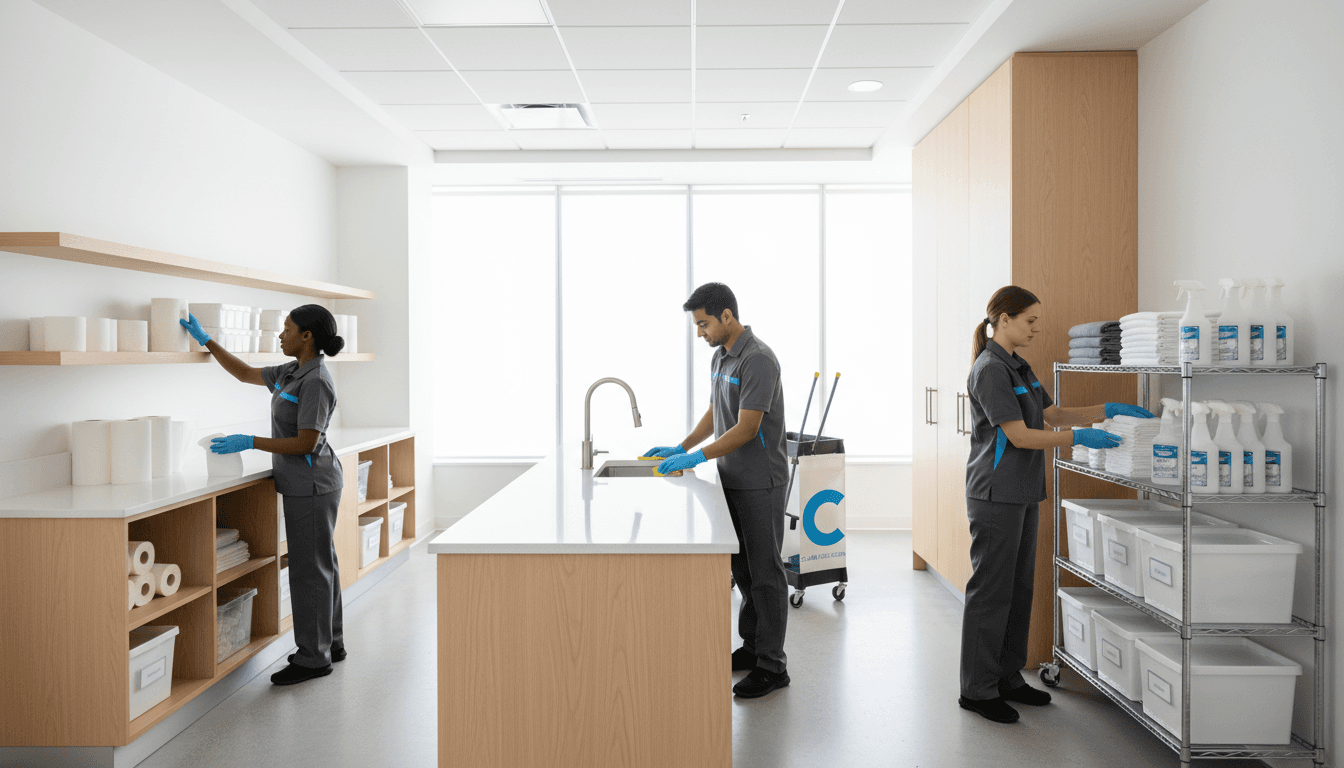 Professional cleaning team using advanced equipment
