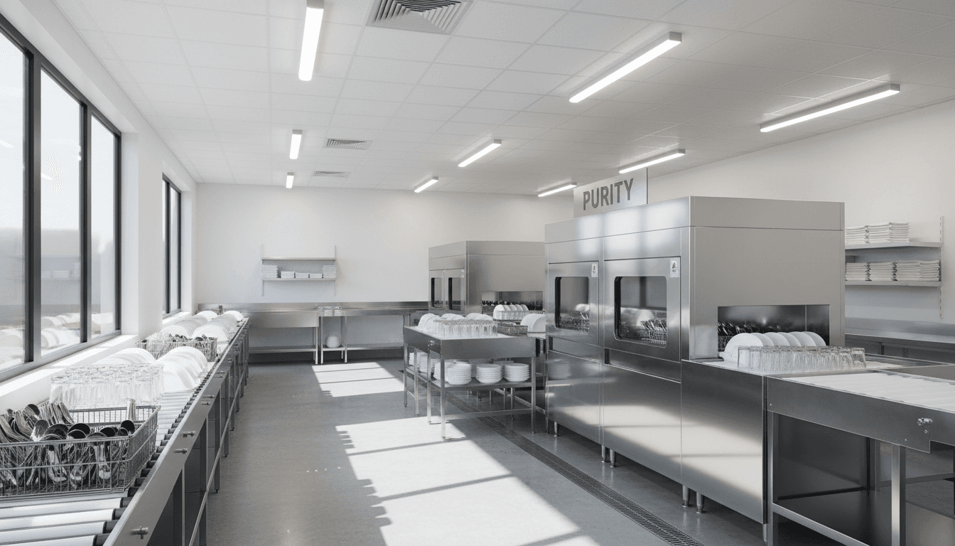 Spotless commercial kitchen after professional cleaning
