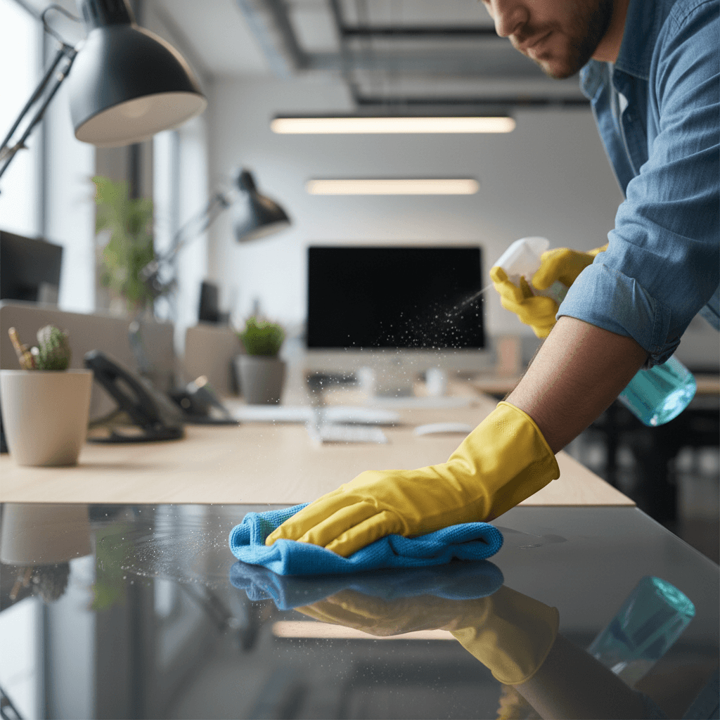 Professional cleaning service in action